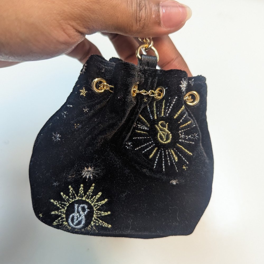 Victoria's Secret Black Velvet Mini Bag with Gold Accents - Picture 2 of 3